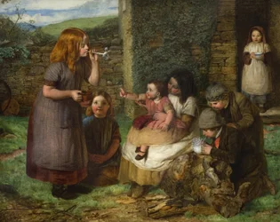 Bubbles: Cottage Scene with Children at Play